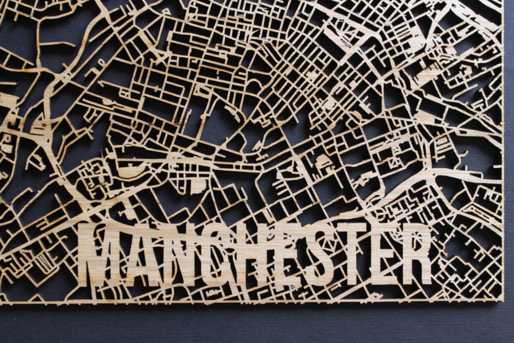 Manchester Laser Cut Street Maps Wooden Map – Artisan Maps